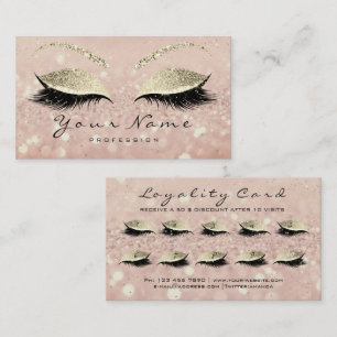 Beauty Loyalty Card 10 Makeup Lashes Gold Skinny