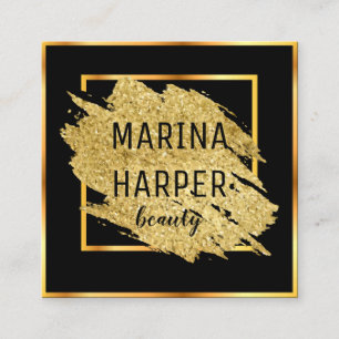 Beauty Luxury Black Gold Elegant Design Square Business Card
