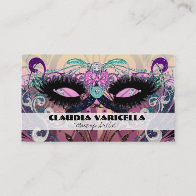 Beauty Makeup Artist Hair Salon Business Card Glam (Front)