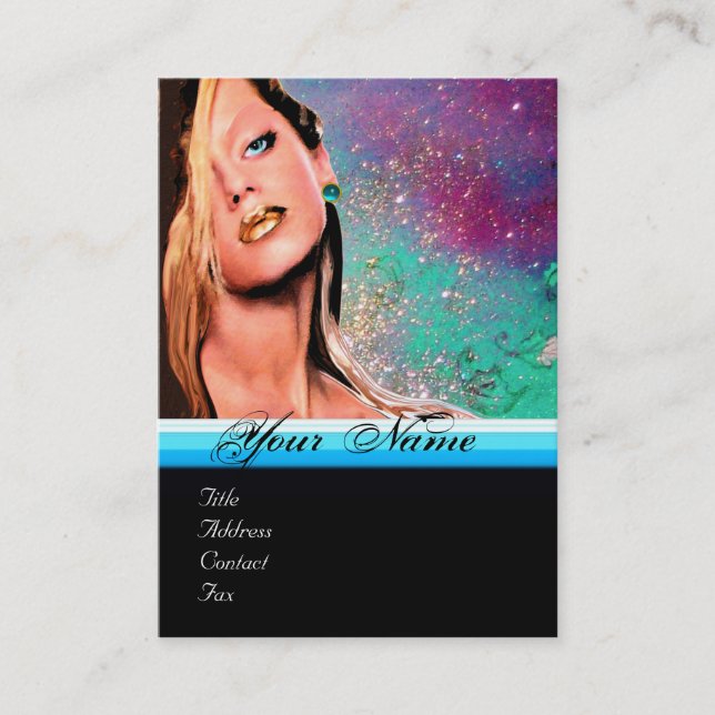 BEAUTY MAKEUP ARTIST monogram blue green sapphire Business Card (Front)