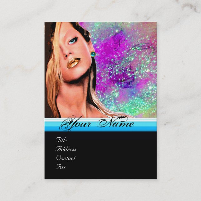 BEAUTY MAKEUP ARTIST monogram pink blue sapphire Business Card (Front)