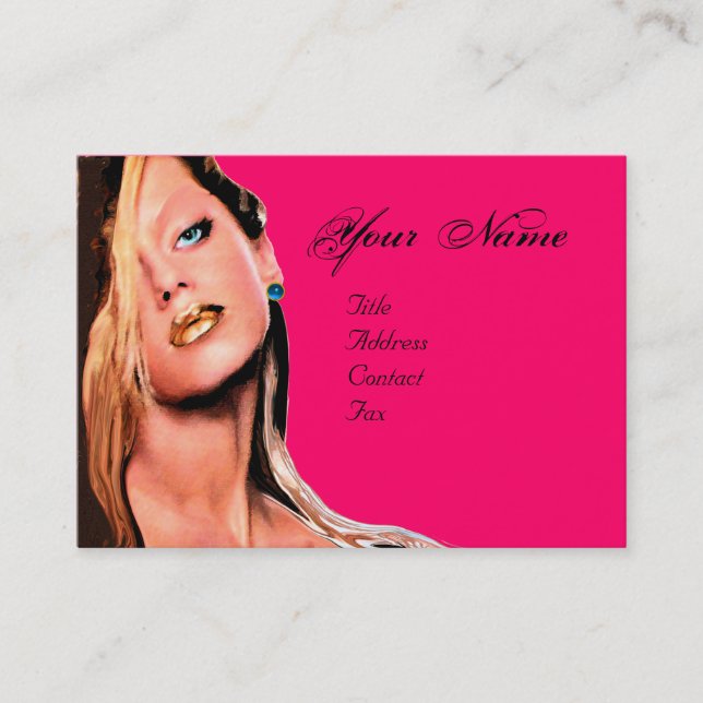 BEAUTY MAKEUP ARTIST ,sapphire blue pink fuchsia Business Card (Front)
