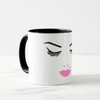 Beauty Makeup Face Lashes & Pink Lips Salon Clock