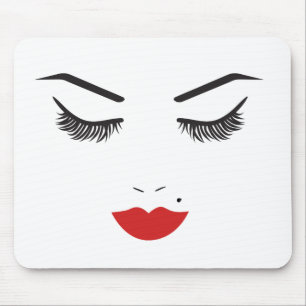 Beauty Makeup Face Lashes & Red Lips Salon Mouse Mat