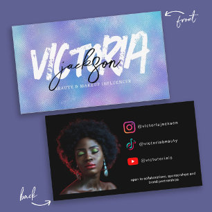 Beauty Makeup Influencer Faux Iridescent Custom Business Card