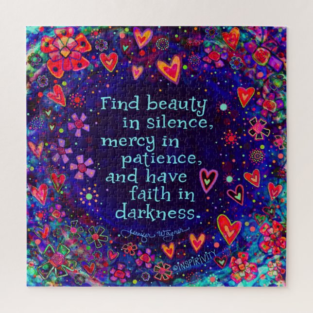 Beauty, Mercy, Faith Pretty Floral Fun Inspirivity Jigsaw Puzzle (Vertical)