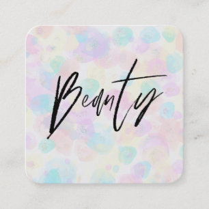 *~* BEAUTY Modern Colourful Pastel Rainbow Abstrac Square Business Card