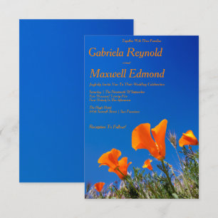 Beauty Nature Floral California Poppy Wedding Invitation