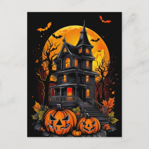 Beauty of a Spooky Mansion, Halloween  Postcard