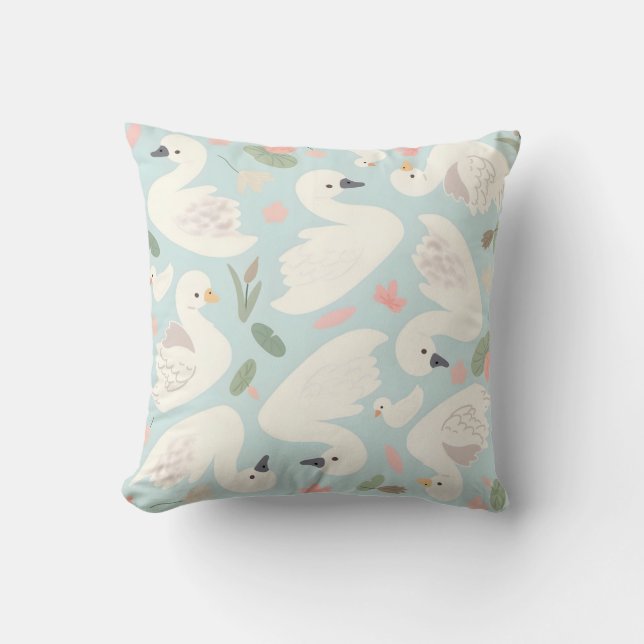 beauty of a white swan cushion (Front)