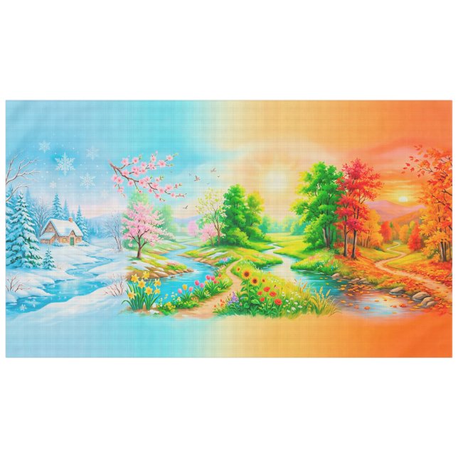 beauty of all four seasons tablecloth (Front (Horizontal))