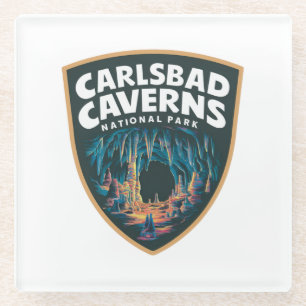 Beauty of Carlsbad Caverns National Park Emblem Glass Coaster