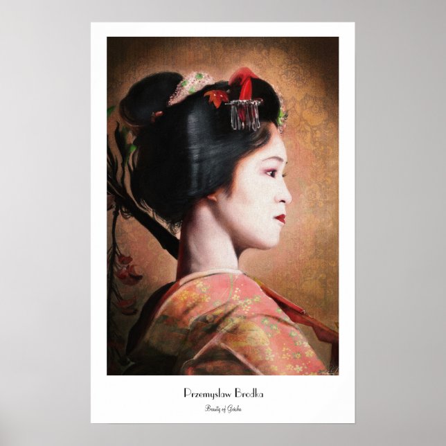 Beauty of Geisha - cool japanese portrait painting Poster (Front)