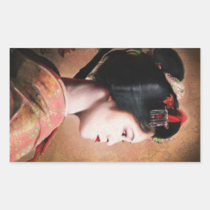 Beauty of Geisha - cool oriental japanese painting Rectangular Sticker