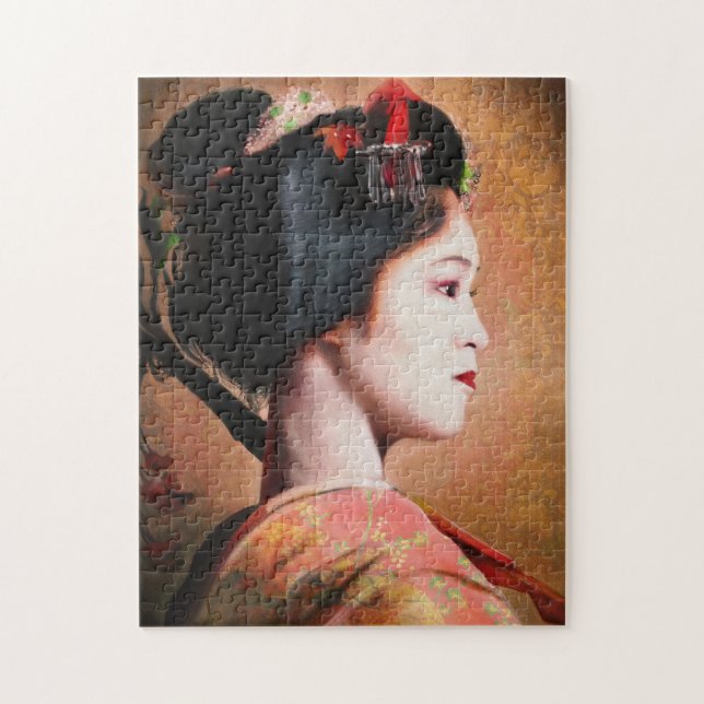 Beauty of Geisha japanese lady maiko painting art Jigsaw Puzzle (Vertical)