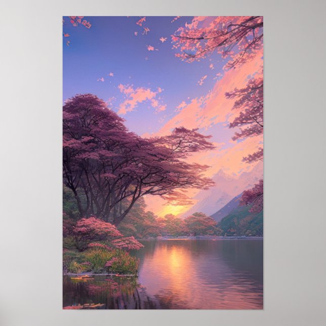 Beauty of Riverside Sunset Poster (Front)