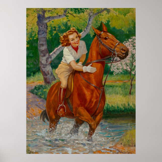 Beauty On A Horse 1960s Pin-Up Girl Poster (Front)