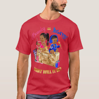 Beauty or Beats Baby Gender Reveal Royal Blue Hot  T-Shirt