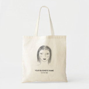 Beauty or Fashion Business Logo Woman Face Sketch Tote Bag
