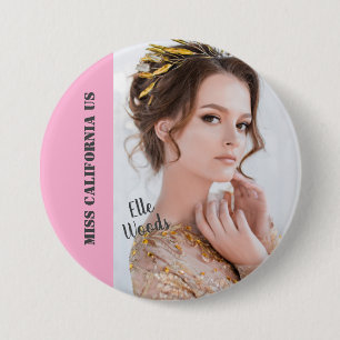 Beauty Pageant Button Pin - Dark Text