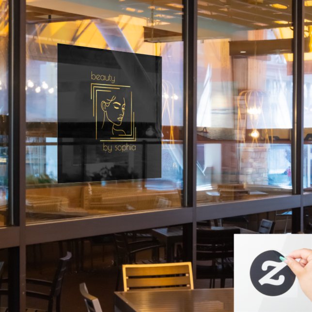 Beauty Parlour | Hair Salon | Black & Gold Window Cling (Restaurant Window)