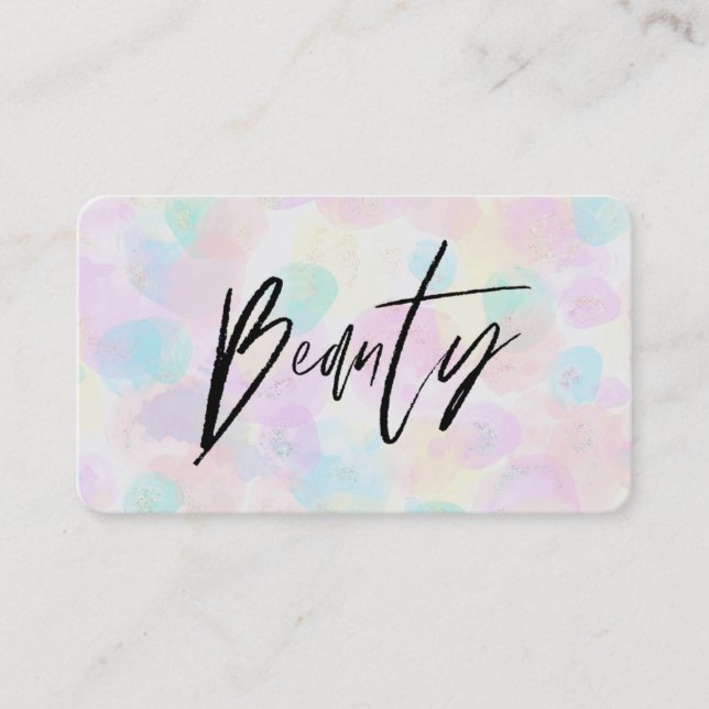 *~* BEAUTY Pastel Abstract Soft Rainbow Modern Business Card (Front)