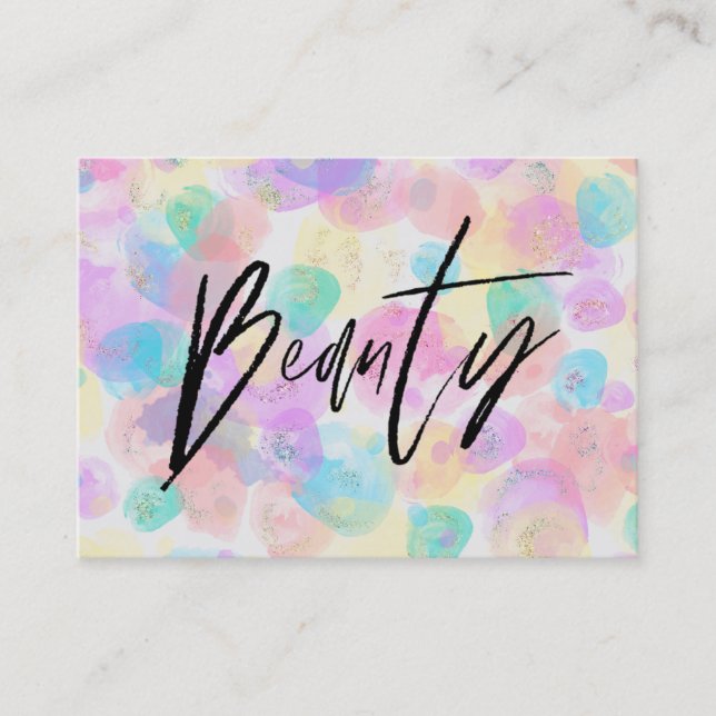 *~* BEAUTY Pastel Colourful Rainbow Modern Abstrac Business Card (Front)