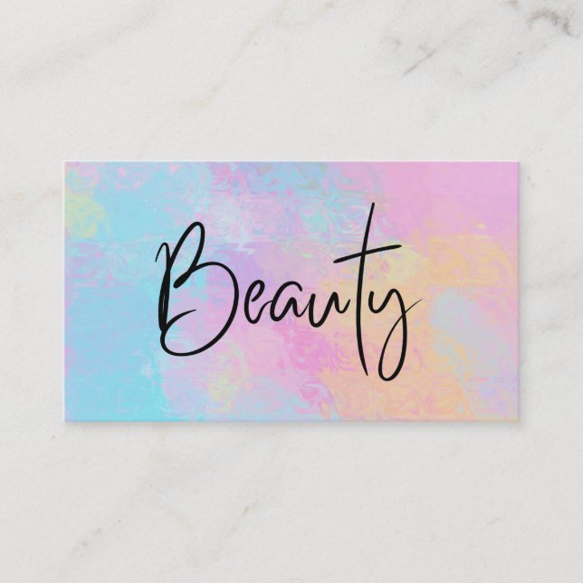 *~* BEAUTY Pastel Girly Abstract Rainbow Modern Business Card (Front)