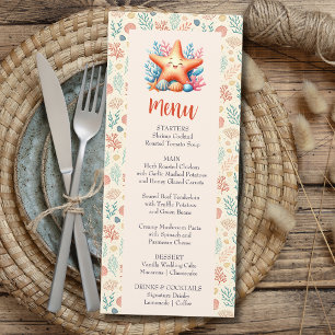 Beauty Pastel Ocean Starfish Custom Baby Shower Menu