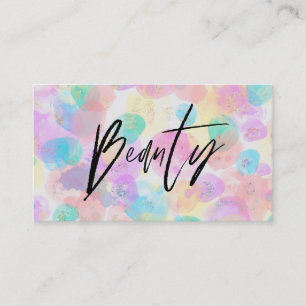 *~*  BEAUTY Pastel  Rainbow Watercolor  Glitter Business Card