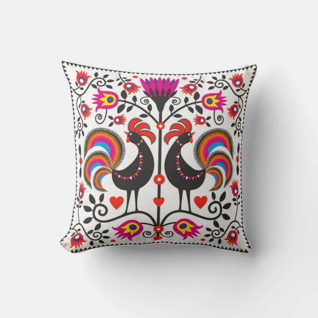 beauty pillow with polish pattern folk (Front)