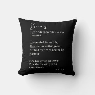 Beauty poem poetry black white   cushion