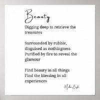 Beauty poem poetry black white wall art decor
