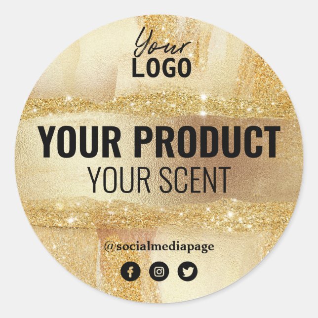 Beauty Product Labels With Gold Glitter And Ink (Front)