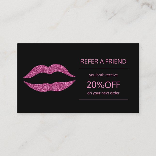 Beauty products distributor pink lips referral (Front)
