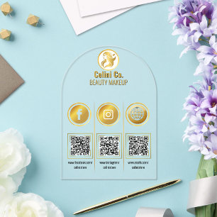 Beauty QR Code Social Media Sign - Multi-Platform Acrylic Invitations