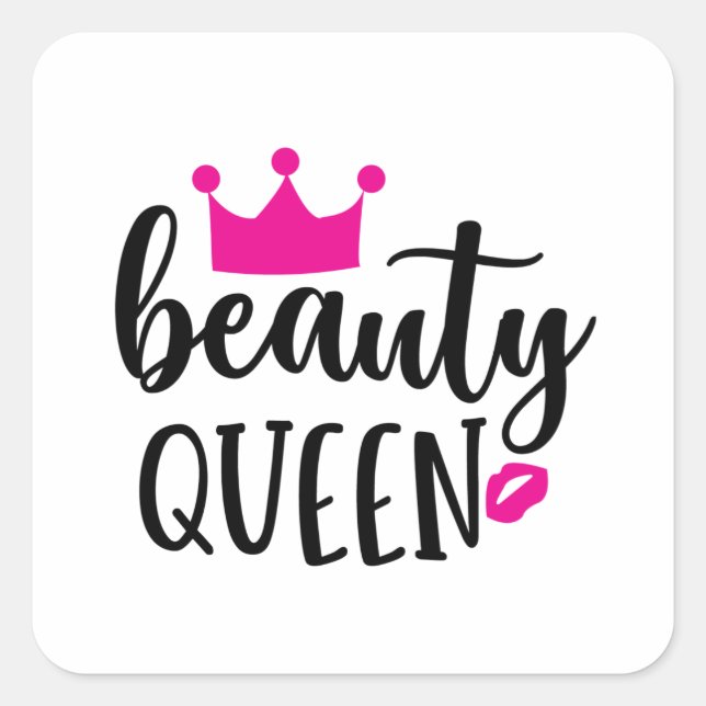 Beauty queen square sticker (Front)