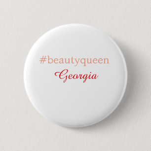 Beauty queenhashtag light red add name girl boss  6 cm round badge
