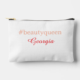 Beauty queenhashtag light red add name girl boss accessory pouch