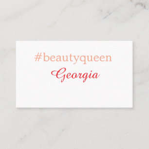 Beauty queenhashtag light red add name girl boss business card