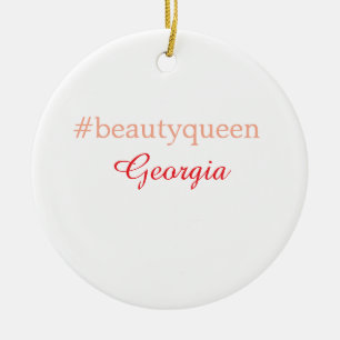 Beauty queenhashtag light red add name girl boss ceramic tree decoration