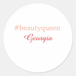 Beauty queenhashtag light red add name girl boss classic round sticker