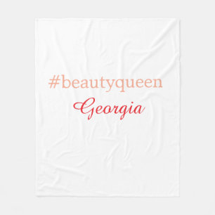 Beauty queenhashtag light red add name girl boss  fleece blanket