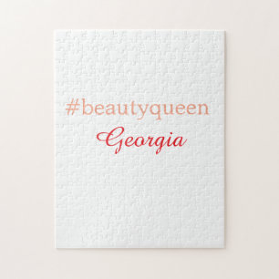 Beauty queenhashtag light red add name girl boss jigsaw puzzle