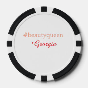 Beauty queenhashtag light red add name girl boss poker chips