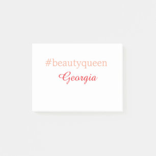 Beauty queenhashtag light red add name girl boss post-it notes