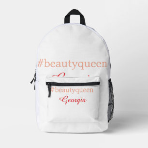 Beauty queenhashtag light red add name girl boss printed backpack