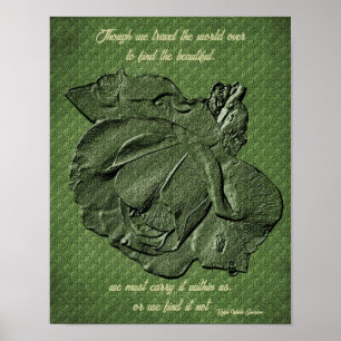 Beauty Quote Sculpted Rose Inspirational Poster