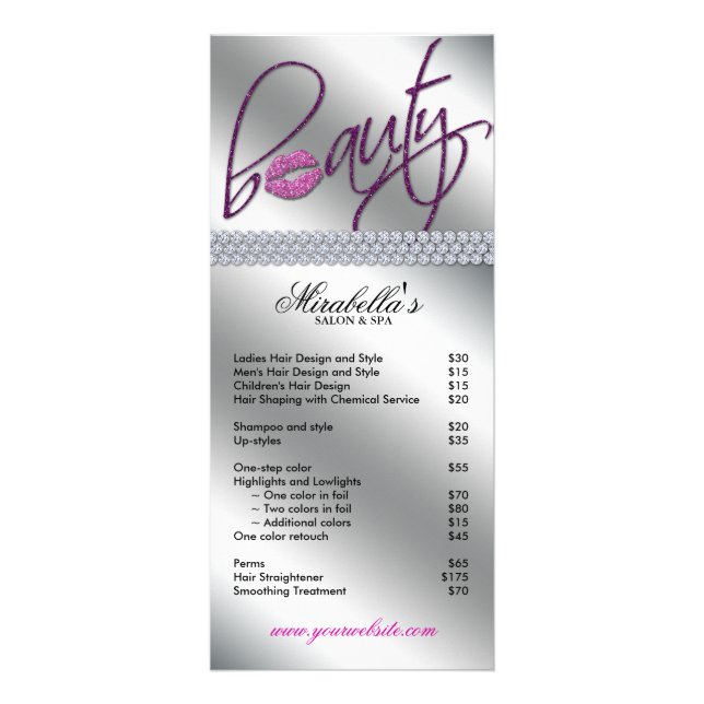 Beauty Rack Card Makeup Glitter Lips Silver Purple (Front)