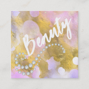 *~* BEAUTY Rainbow Gold Foil Script  Business Card